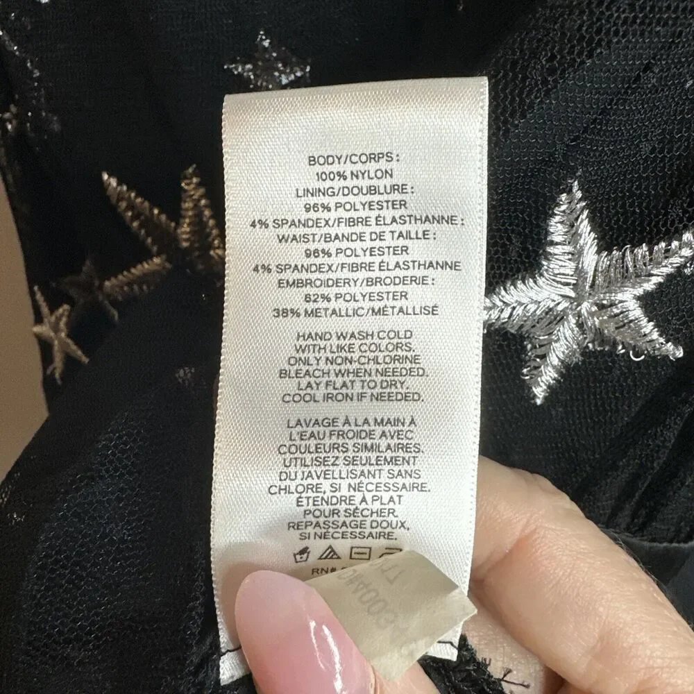 Vintage Express Embroidered Star Black Peplum VNeck Sheer Tank Rhinestones Sz 4 - Picture 12 of 13